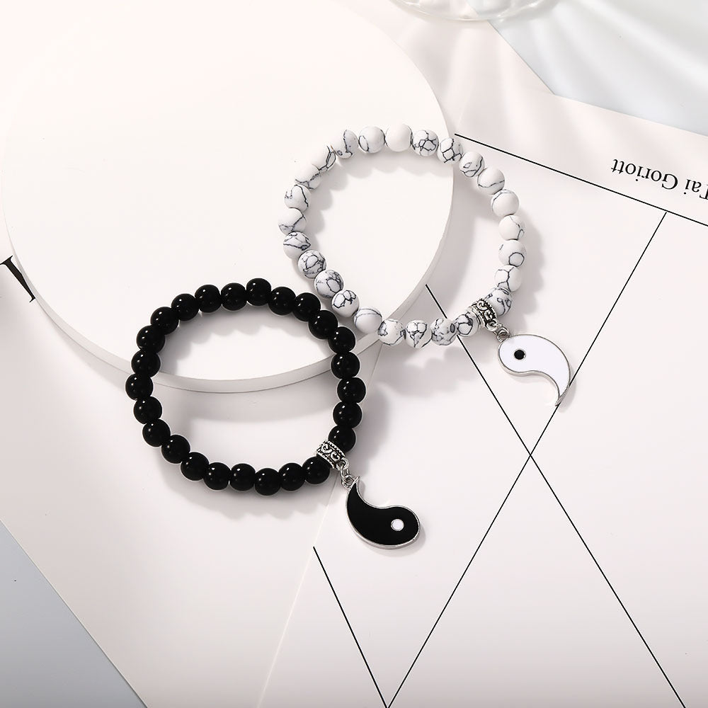 Taiji-Yinyang - Couple Bracelets - Balance of the Universe and Love - Metal