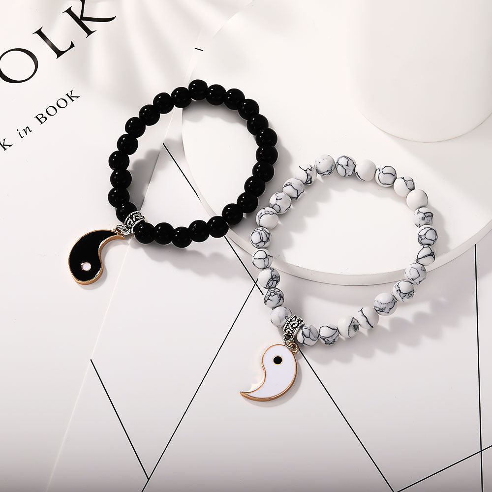 Taiji-Yinyang - Couple Bracelets - Balance of the Universe and Love - Metal