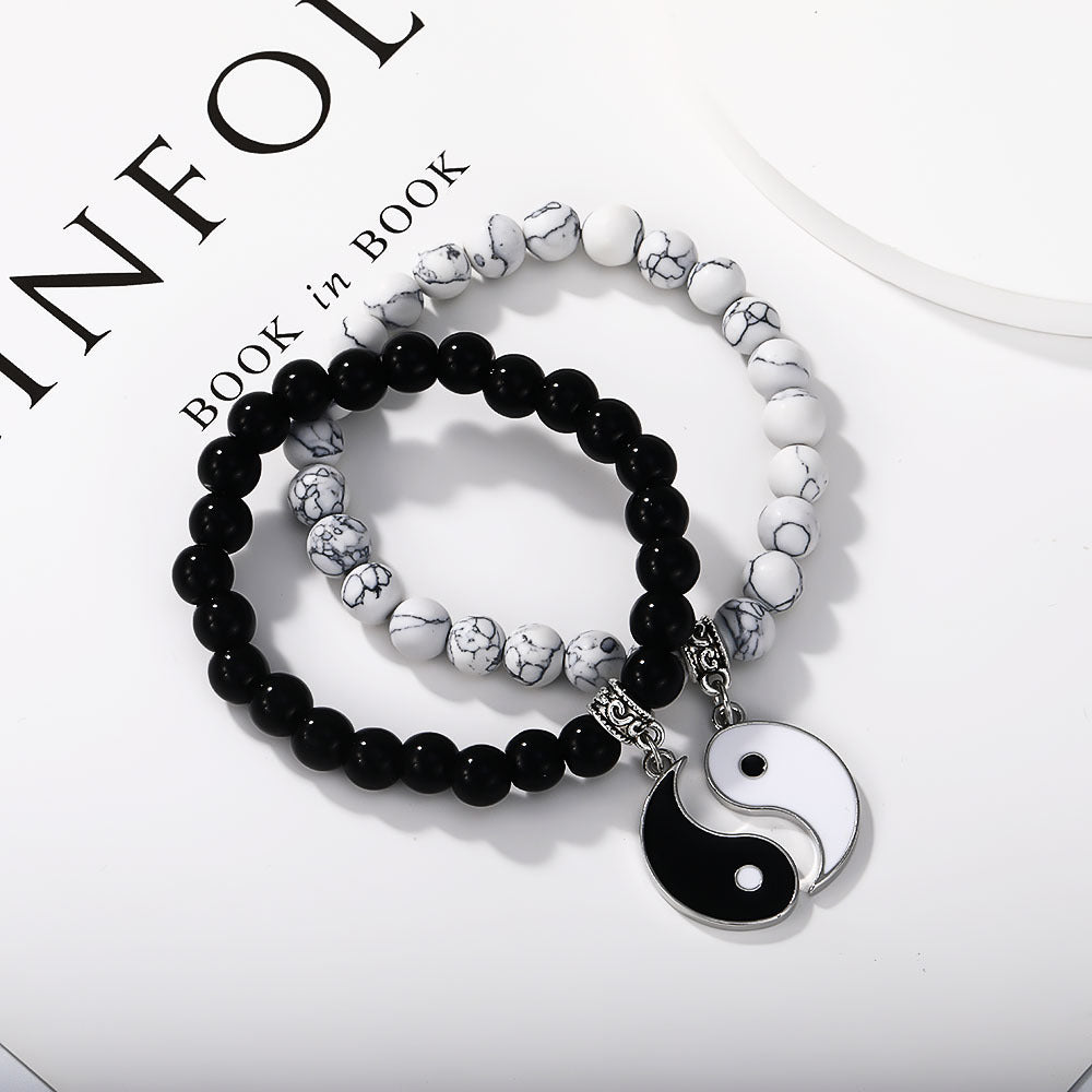 Taiji-Yinyang - Couple Bracelets - Balance of the Universe and Love - Metal