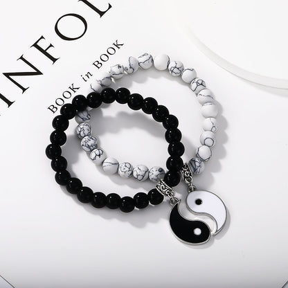 Taiji-Yinyang - Couple Bracelets - Balance of the Universe and Love - Metal