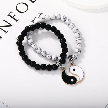 Taiji-Yinyang - Couple Bracelets - Balance of the Universe and Love - Metal