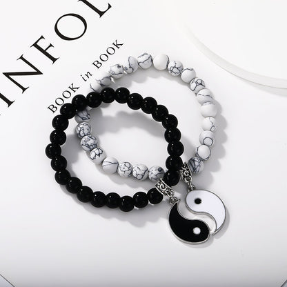 Taiji-Yinyang - Couple Bracelets - Balance of the Universe and Love - Metal
