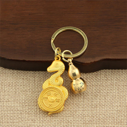 ShengXiao(Chinese 12 Zodiacs) - Charms Keychain- 2025 Snake with Zodiacs Fortune Hulu/Calabash